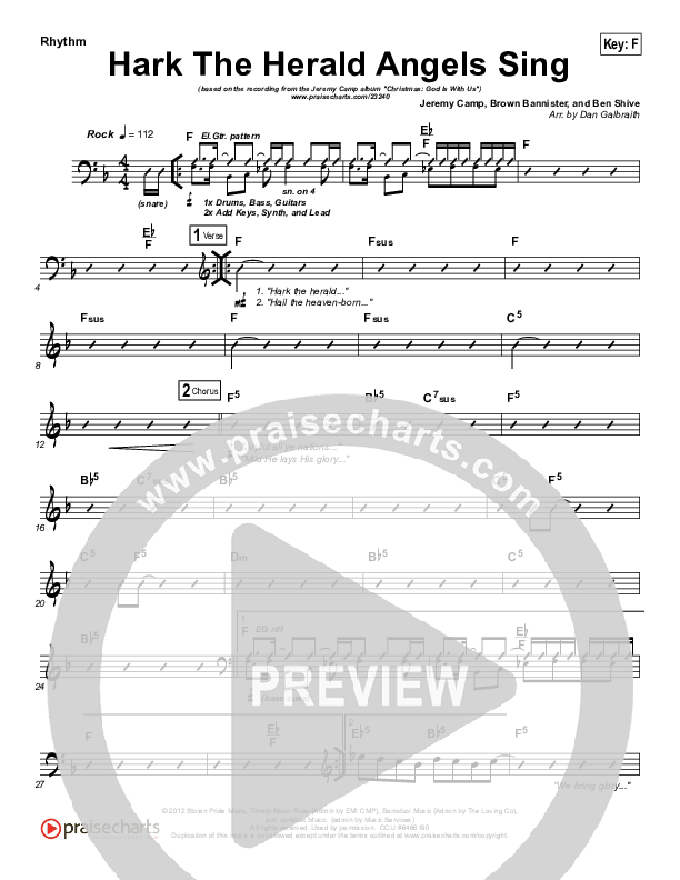 Hark The Herald Angels Sing Rhythm Chart (Jeremy Camp)