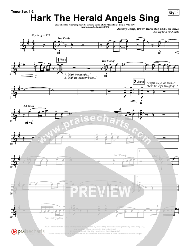 Hark The Herald Angels Sing Tenor Sax 1/2 (Jeremy Camp)
