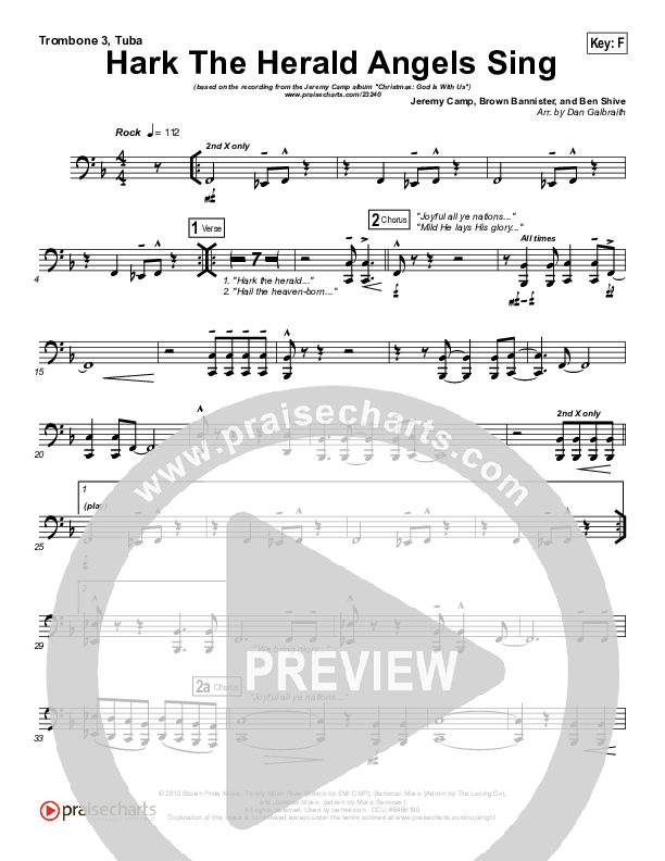Hark The Herald Angels Sing Trombone 3/Tuba (Jeremy Camp)