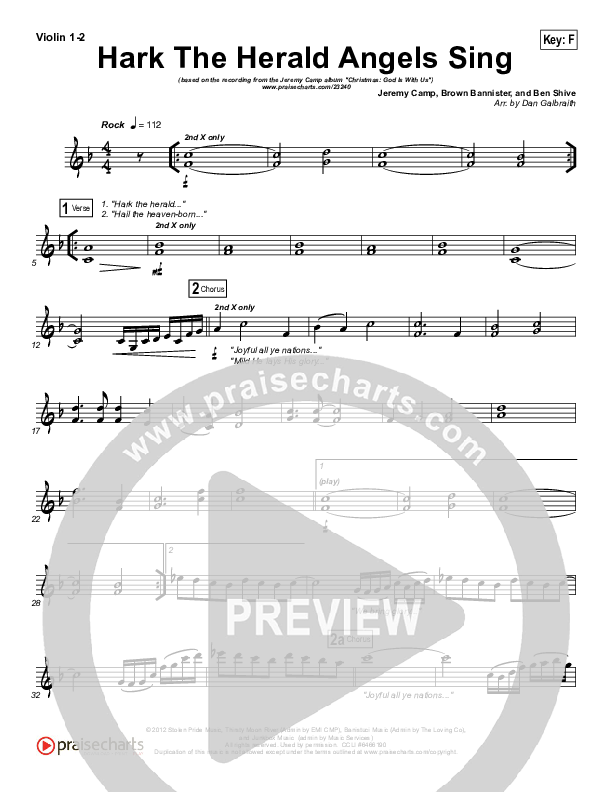 Hark The Herald Angels Sing Violin 1/2 (Jeremy Camp)