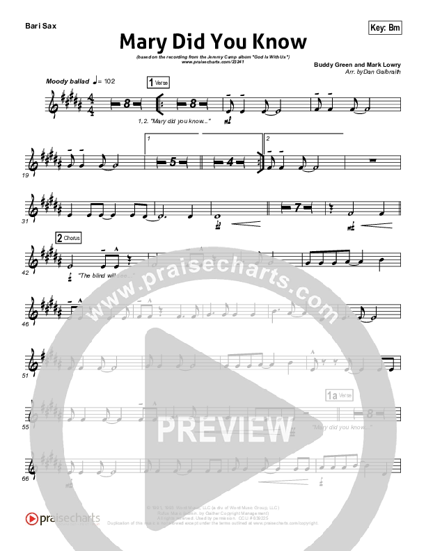 Mary Did You Know Bari Sax (Jeremy Camp)