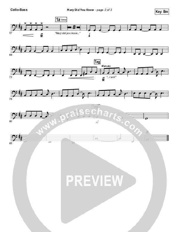 Mary Did You Know Cello/Bass (Jeremy Camp)