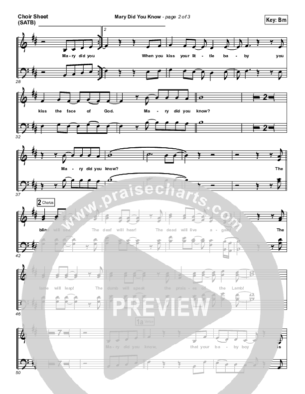 Mary Did You Know Choir Vocals (SATB) (Jeremy Camp)