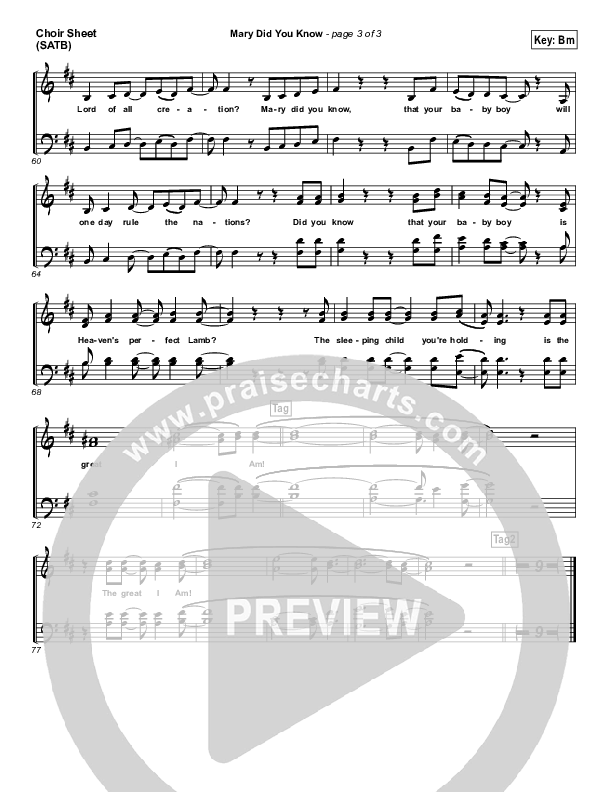 Mary Did You Know Choir Vocals (SATB) (Jeremy Camp)