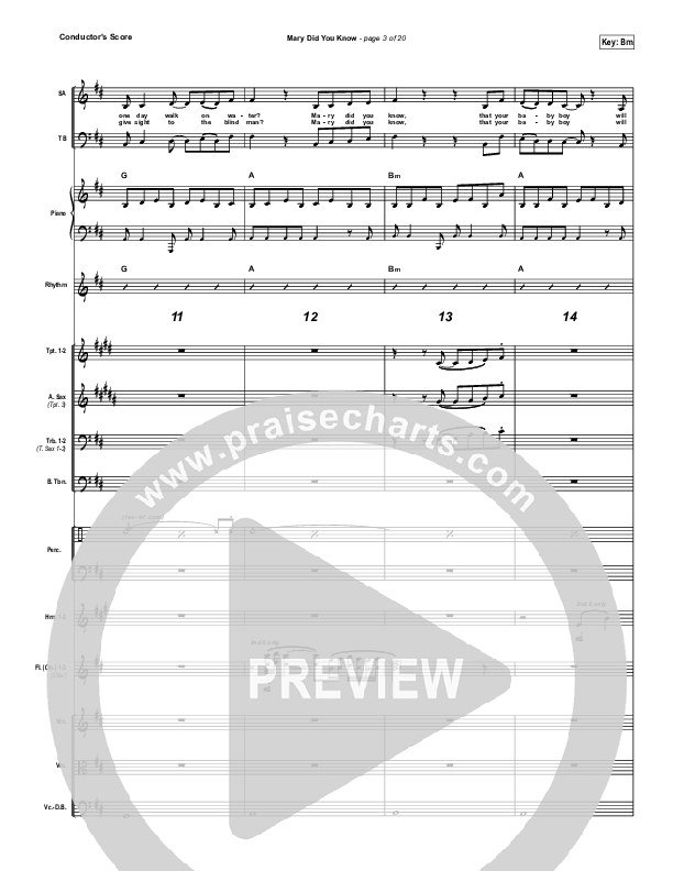 Mary Did You Know Conductor's Score (Jeremy Camp)