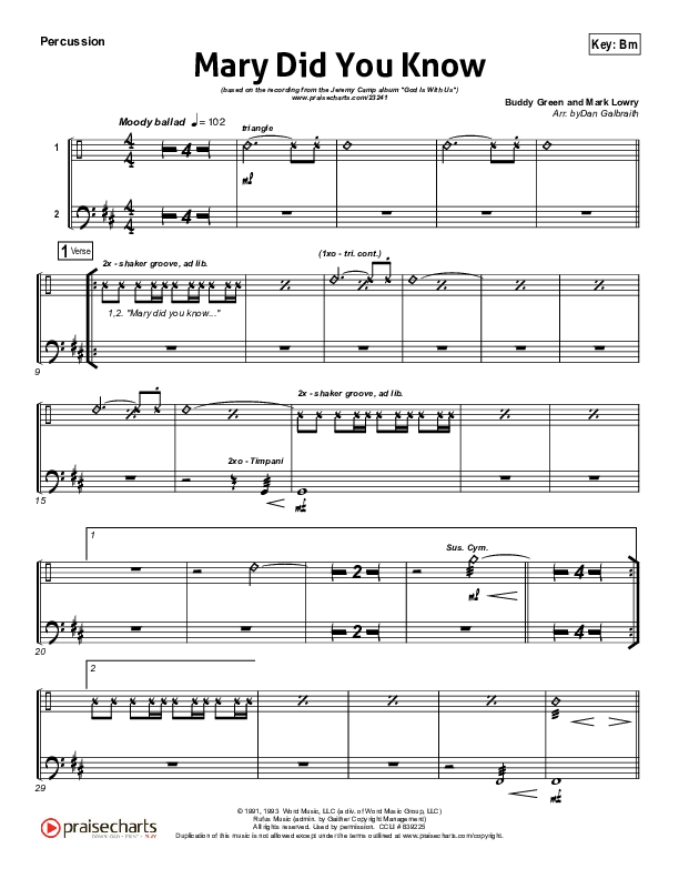 Mary Did You Know Percussion (Jeremy Camp)