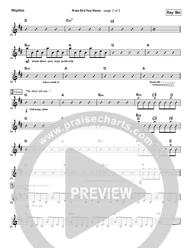Mary Did You Know Rhythm Chart (Jeremy Camp)