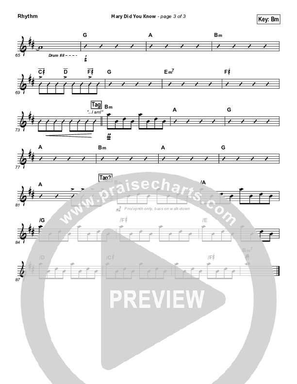 Mary Did You Know Rhythm Chart (Jeremy Camp)