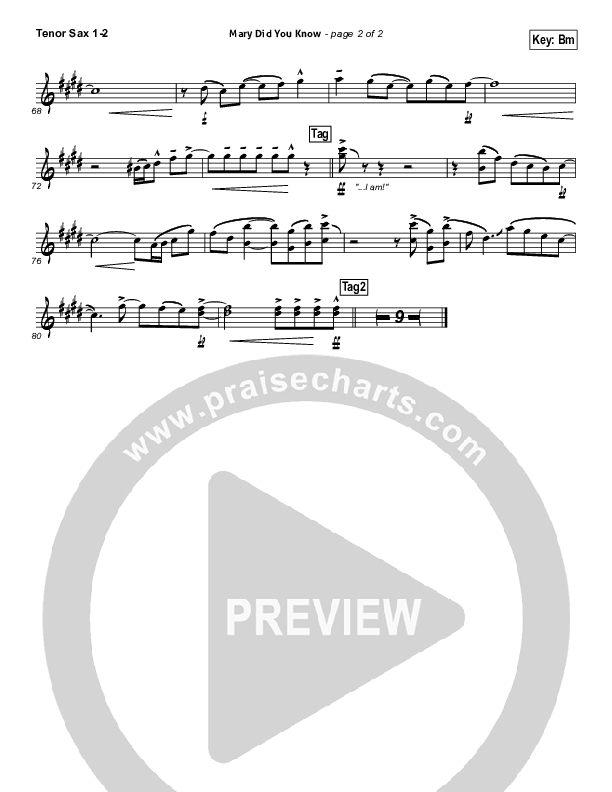 Mary Did You Know Tenor Sax 1/2 (Jeremy Camp)