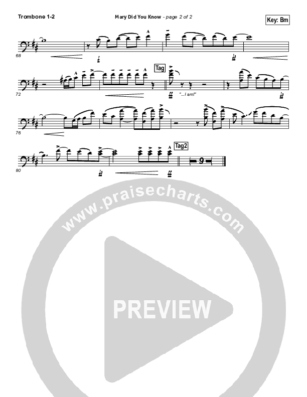 Mary Did You Know Trombone 1/2 (Jeremy Camp)