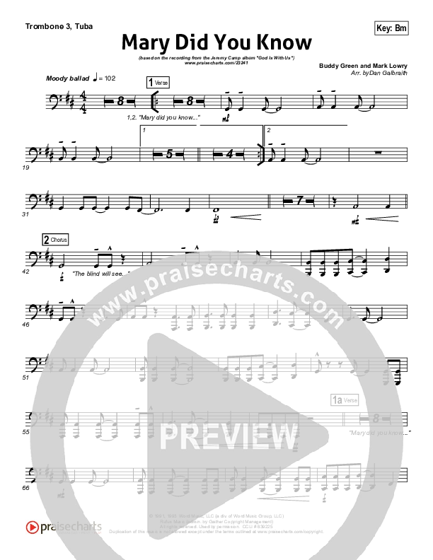 Mary Did You Know Trombone 3/Tuba (Jeremy Camp)