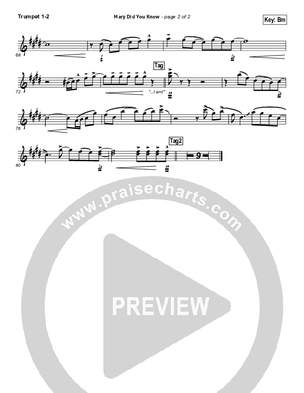Mary Did You Know Trumpet 1,2 (Jeremy Camp)