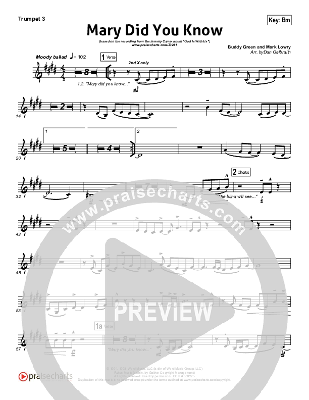 Mary Did You Know Trumpet 3 (Jeremy Camp)