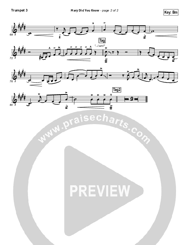 Mary Did You Know Trumpet 3 (Jeremy Camp)