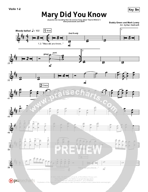 Mary Did You Know Violin 1/2 (Jeremy Camp)