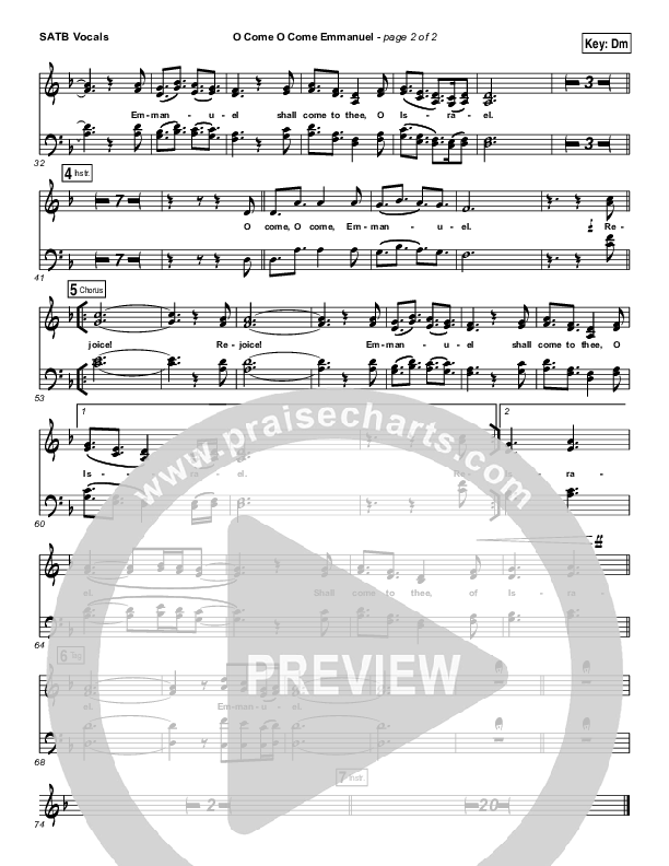 O Come O Come Emmanuel Choir Sheet (SATB) (Jeremy Camp)