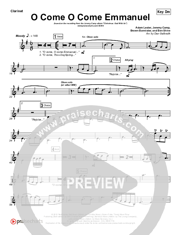 O Come O Come Emmanuel Clarinet (Jeremy Camp)