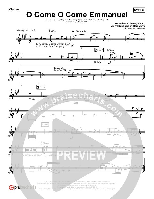 O Come O Come Emmanuel Clarinet (Jeremy Camp)