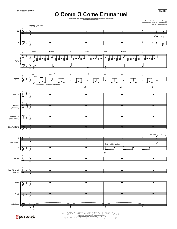 O Come O Come Emmanuel Conductor's Score (Jeremy Camp)