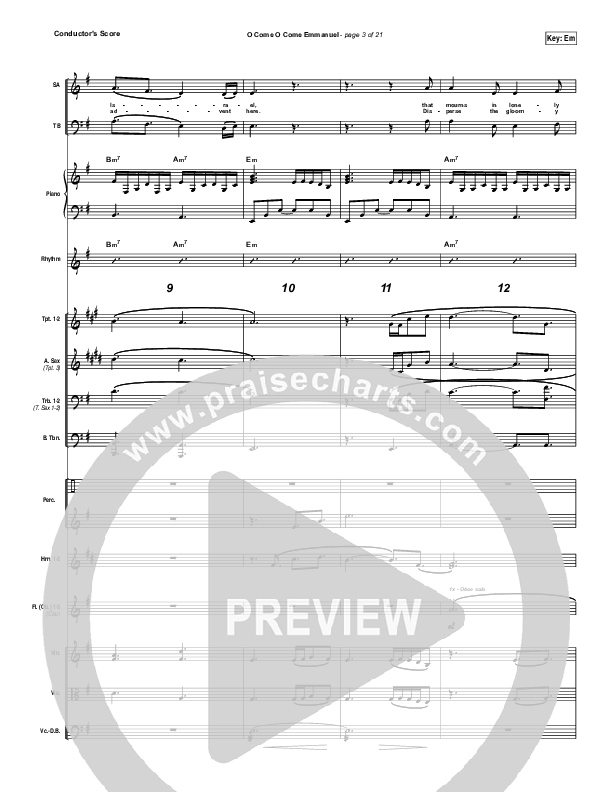 O Come O Come Emmanuel Conductor's Score (Jeremy Camp)
