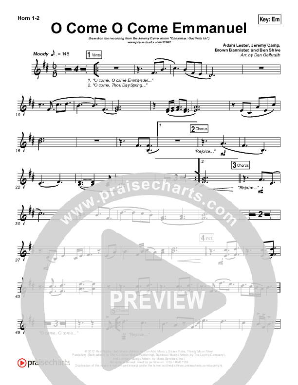 O Come O Come Emmanuel Brass Pack (Jeremy Camp)