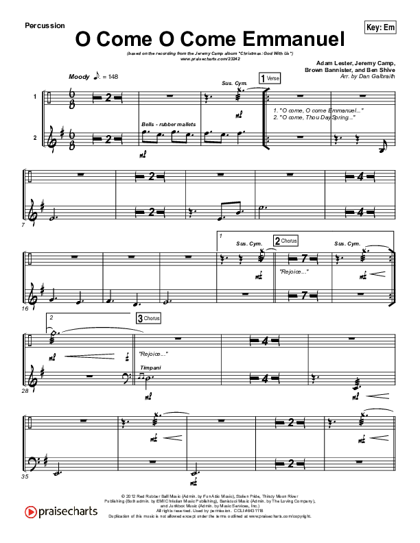 O Come O Come Emmanuel Percussion (Jeremy Camp)