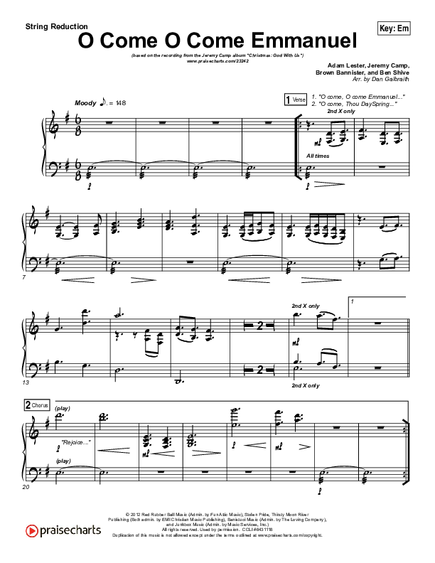 O Come O Come Emmanuel Synth Strings (Jeremy Camp)