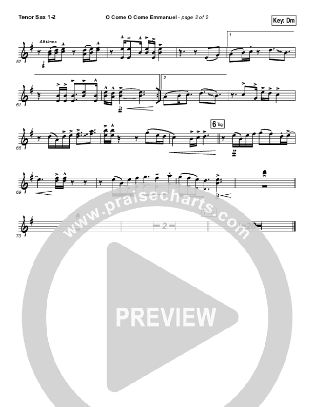 O Come O Come Emmanuel Tenor Sax 1/2 (Jeremy Camp)