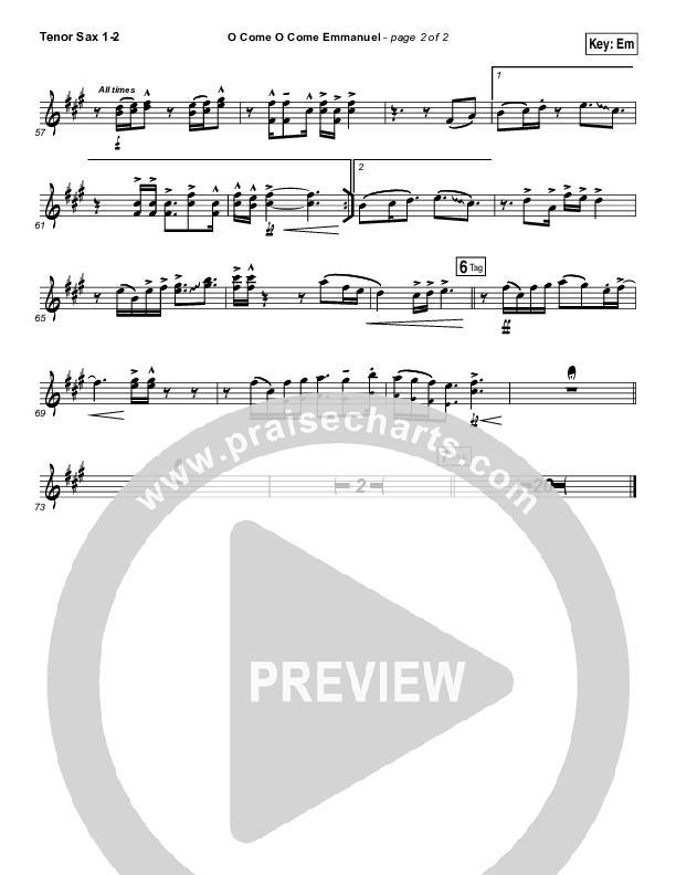 O Come O Come Emmanuel Tenor Sax 1/2 (Jeremy Camp)