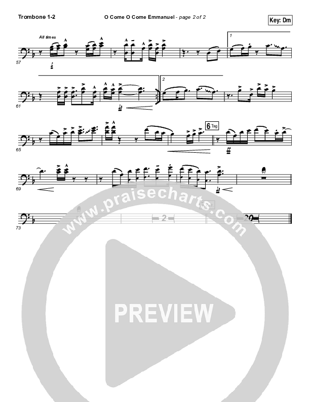O Come O Come Emmanuel Trombone 1/2 (Jeremy Camp)