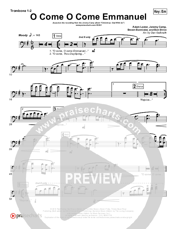 O Come O Come Emmanuel Trombone 1/2 (Jeremy Camp)