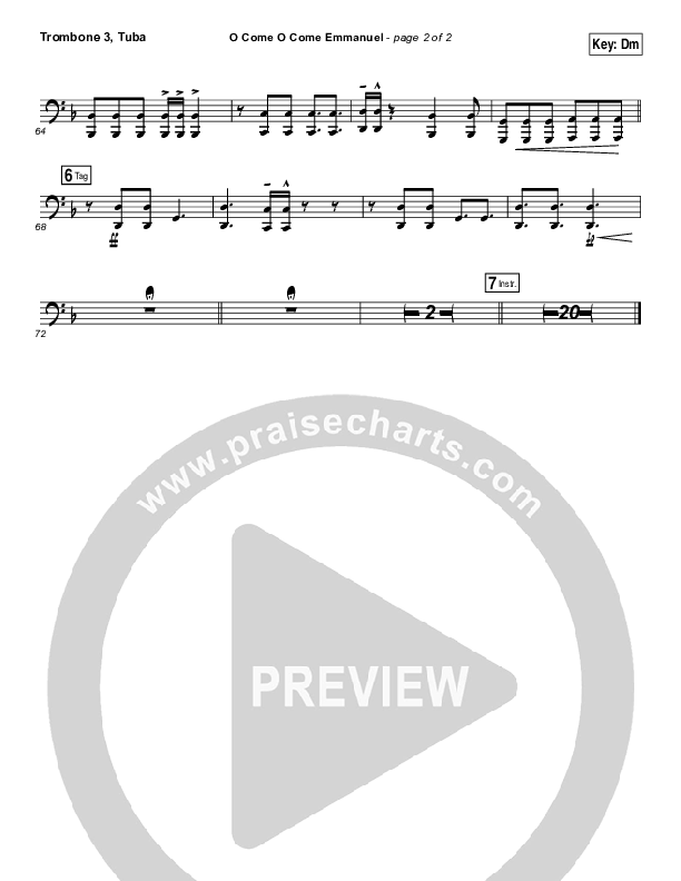 O Come O Come Emmanuel Trombone 3/Tuba (Jeremy Camp)
