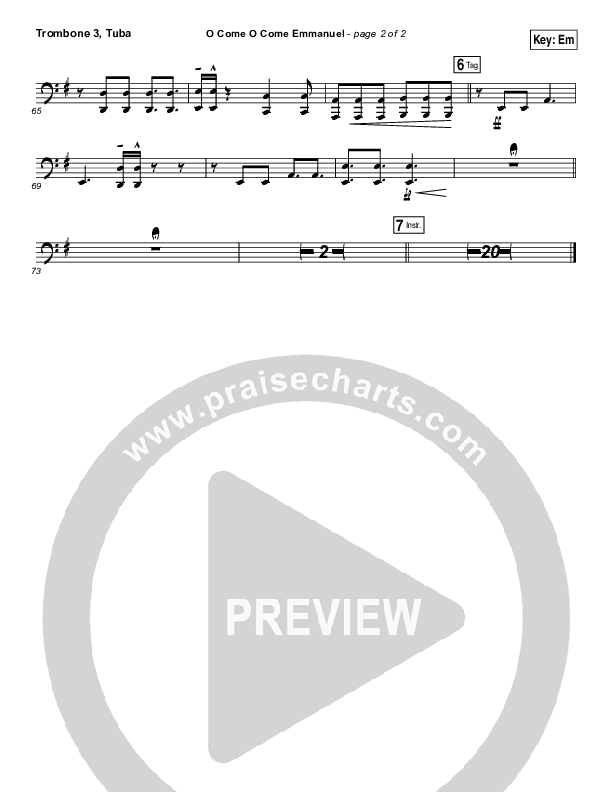 O Come O Come Emmanuel Trombone 3/Tuba (Jeremy Camp)