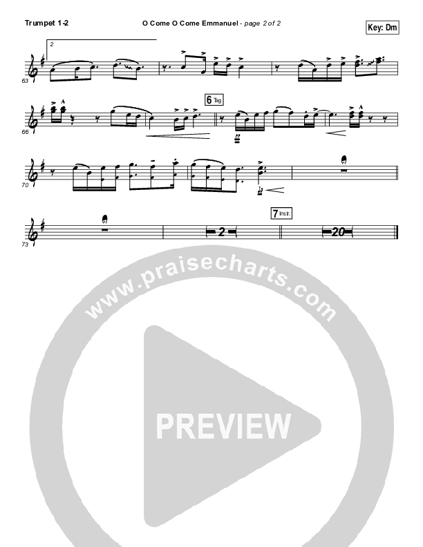 O Come O Come Emmanuel Trumpet 1,2 (Jeremy Camp)