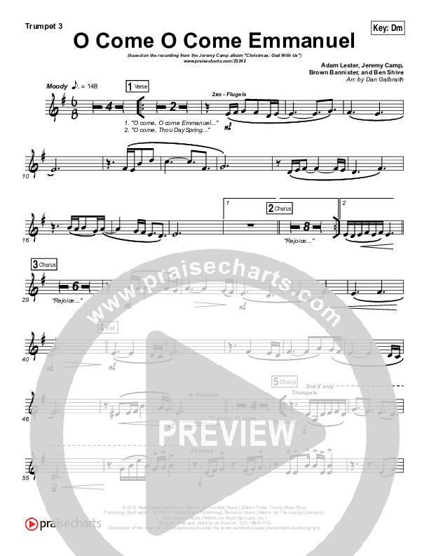 O Come O Come Emmanuel Trumpet 3 (Jeremy Camp)