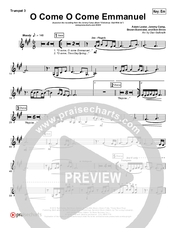 O Come O Come Emmanuel Trumpet 3 (Jeremy Camp)