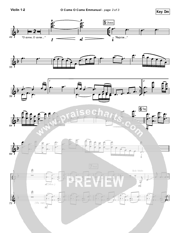 O Come O Come Emmanuel Violin 1/2 (Jeremy Camp)