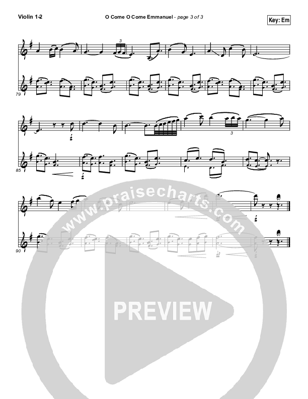 O Come O Come Emmanuel Violin 1/2 (Jeremy Camp)