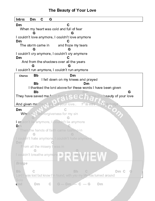 The Beauty Of Your Love Chords & Lyrics (Steven Ybarra)