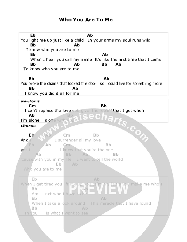 Who You Are To Me Chords & Lyrics (Steven Ybarra)