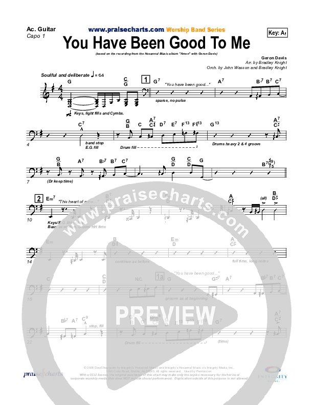 You Have Been Good To Me Rhythm Chart (Geron Davis)