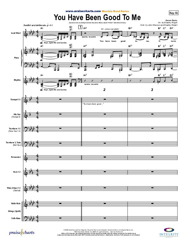 You Have Been Good To Me Conductor's Score (Geron Davis)