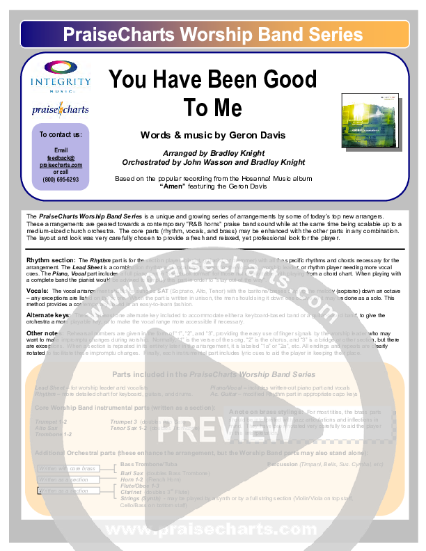 You Have Been Good To Me Cover Sheet (Geron Davis)