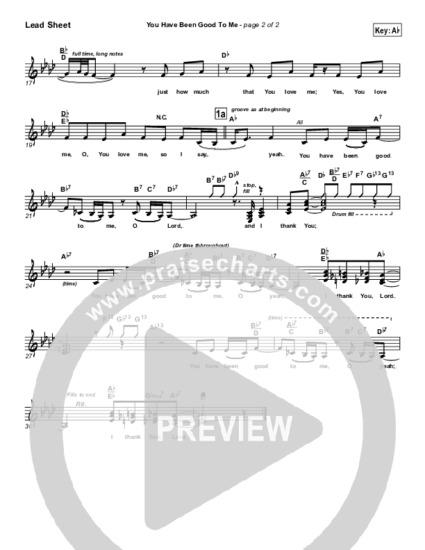 You Have Been Good To Me Lead Sheet (SAT) (Geron Davis)