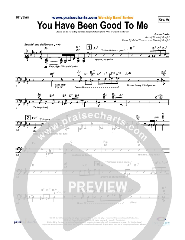 You Have Been Good To Me Rhythm Chart (Geron Davis)