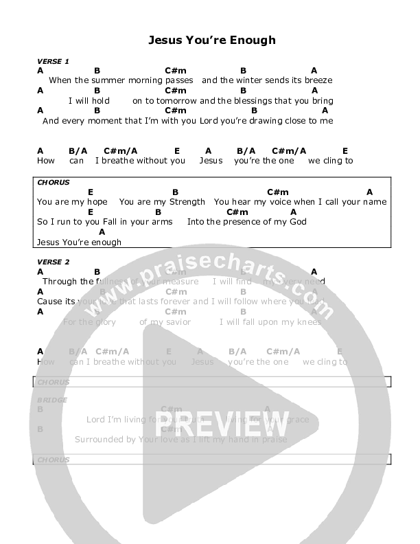 Jesus You're Enough Chords & Lyrics (Steven Ybarra)