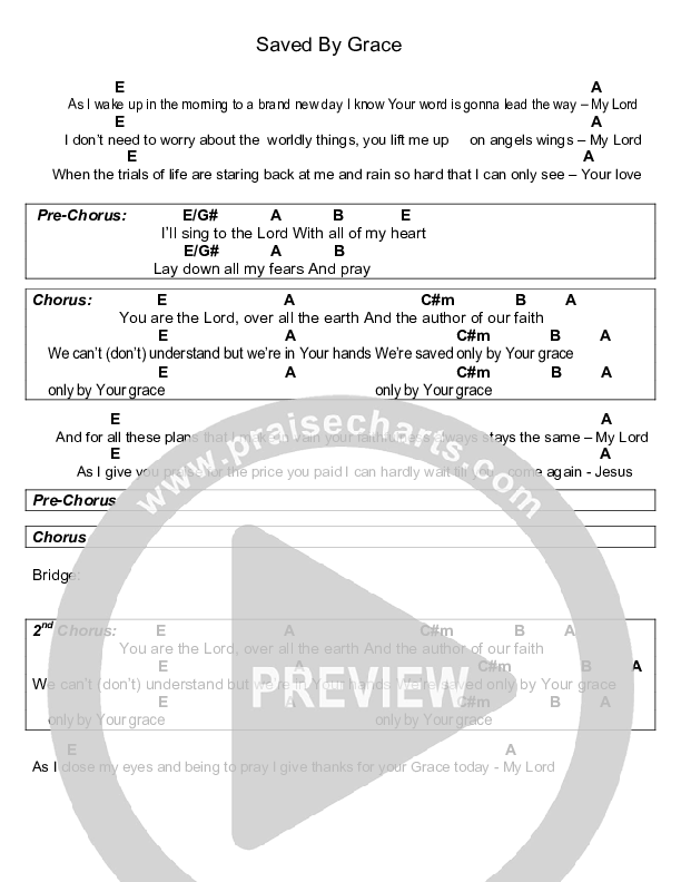 Saved By Grace Chord Chart (Steven Ybarra)