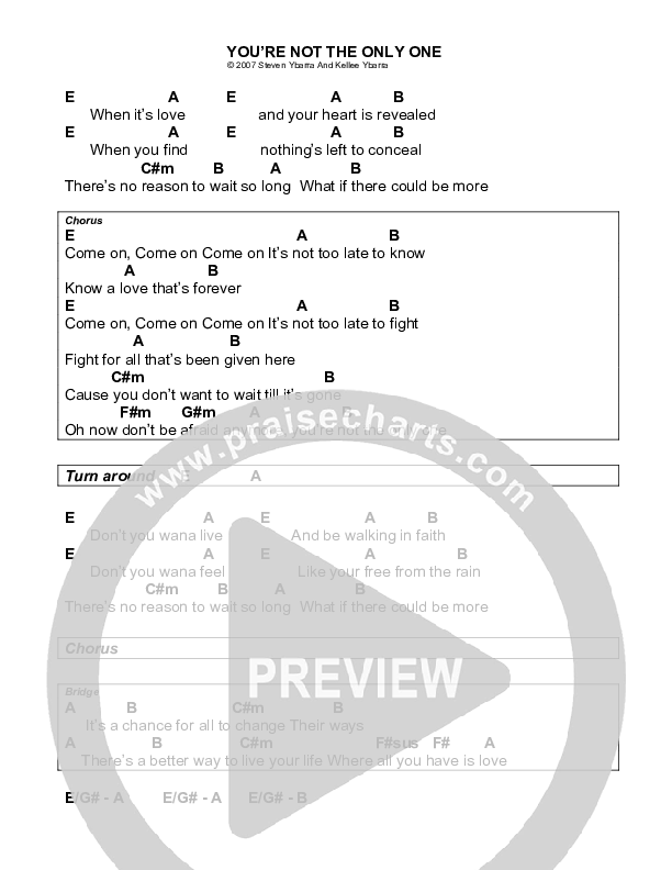 You're Not The Only One Chords & Lyrics (Steven Ybarra)