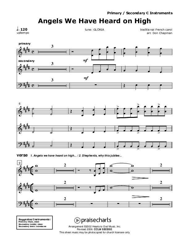 Angels We Have Heard On High C Instruments (Don Chapman)