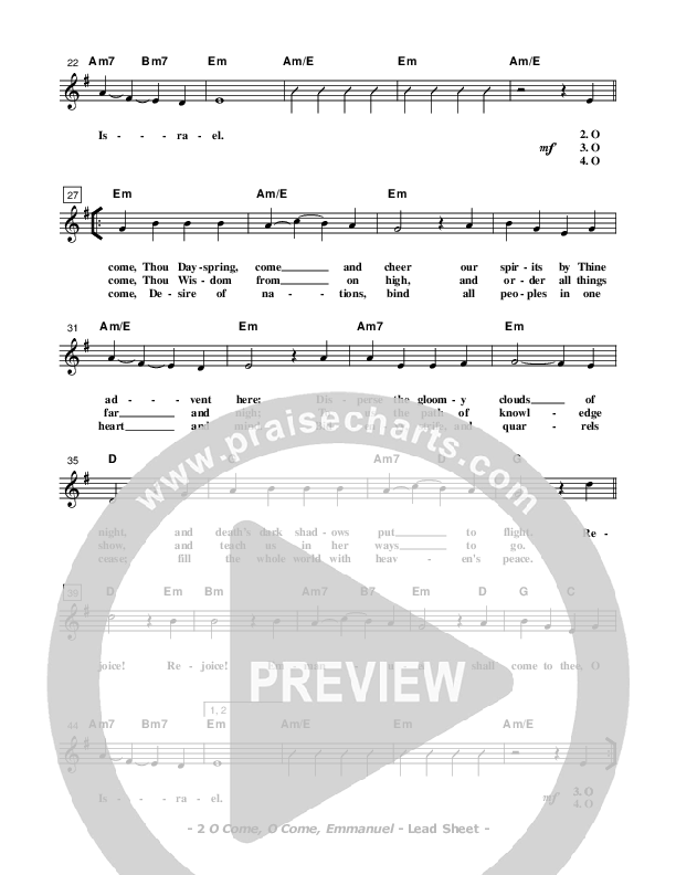 O Come O Come Emmanuel Lead Sheet (Don Chapman)